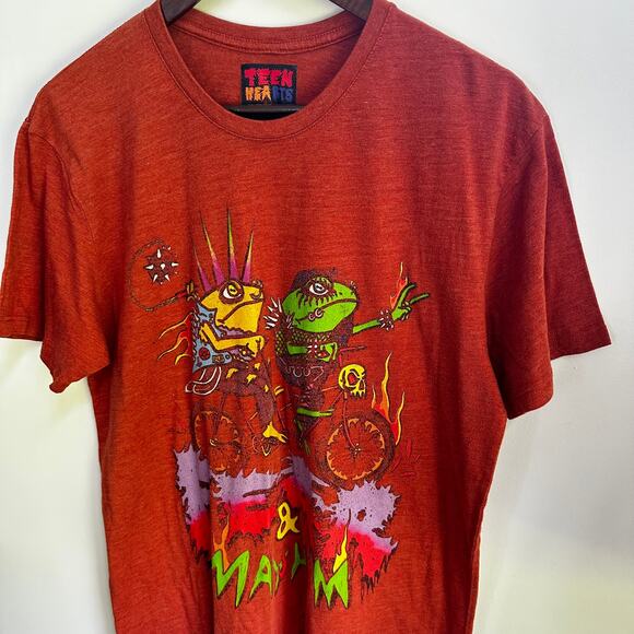 Vintage Y2K Street Punk Frogs Alternative T-Shirt Orange Women Large Men Medium - Picture 2 of 5